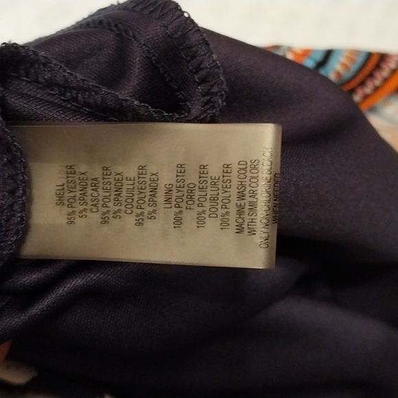 Vince Camuto Dress 3/4 sleeves navy w/white coral blue design size 10 - Picture 8 of 8